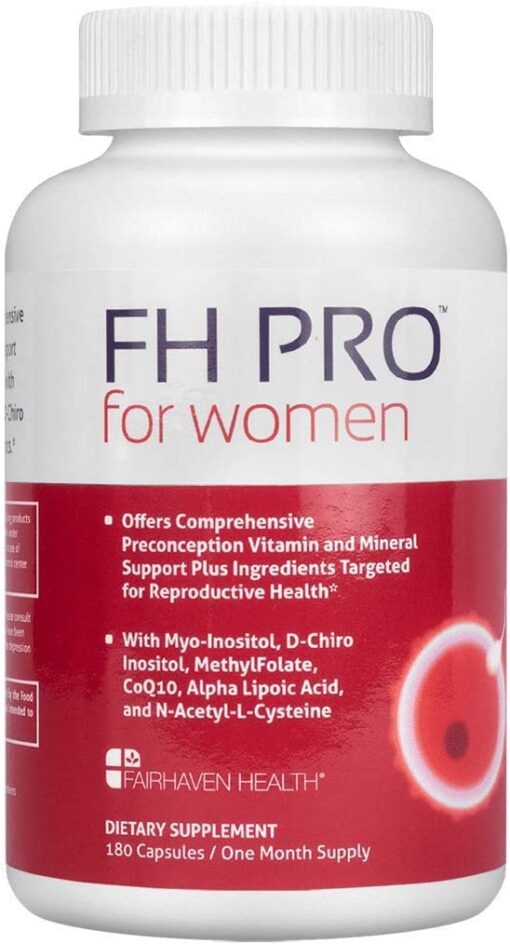 Fairhaven Health FH Pro for Women | Premium Fertility Supplement for Women | Cycle Regularity and Egg Quality for Her | Female Multivitamin for Conception Support | 180 Capsules | 1 Month Supply