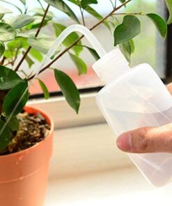 Mkono 2 Pack Watering Can, 250ML and 500ML Succulent Watering Bottle Plant Flower Squeeze Bottle Plastic Bend Mouth Safety Wash Bottle, Small and Medium, White 24 51puLsymNPL