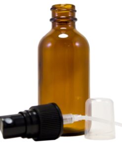 2 oz Amber Boston Round Glass Bottle with Fine Mist sprayer 12/bx + 2 Clear Pipette w/ Black Spray 5 51punoq2QTL