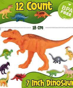 PREXTEX Dinosaur Figures for Kids 3-5+ (12 Plastic Dinosaurs Figurines with Educational Dinosaur Book) Dinosaur Toys Set for Toddlers Learning & Development (Boys & Girls) Dino Book with Dino Figures 46 51pveXk5BCL 1