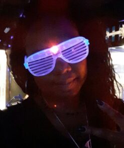 12 Piece Slotted & Shutter Shades Light Up Unisex Flashing Glasses for Adults & Children (5 Assorted Colors: White, Purple, Green, Blue, & Pink)- with Push On/Off Button for All Occasions 20 51pvtWmAVjL