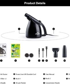 SIN SHINE - Compressed Air 3.0- Multi-Use Electric Air Duster for Cleaning Dust, Hairs, Crumbs, Scraps for Laptop, Computer, Replaces Compressed Air Cans (AD01-Black) Ad01-black 35 51pycxO4reL