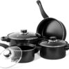 7 Pc Carbon Steel Nonstick Cookware Set – Carbon Steel Pan & Pot Set - Carbon Steel Cookware Set (Black)