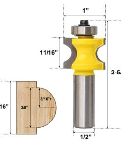 Bestgle Set of 5 Half Round Bullnose Router Bits Set Woodworking Milling Cutter Tool 1/8" 3/16" 1/4" 5/16" 3/8" Radius, 1/2 Inch Shank 9 51q60HCssQL