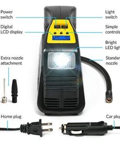 Kensun AC/DC Digital Tire Inflator for Car 12V DC and Home 110V AC Rapid Performance Portable Air Compressor Pump for Car, Bicycle, Motorcycle, Basketball and Others 34 51q80AySVDL