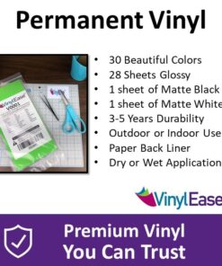 Vinyl Ease 12" x 12" 30 Sheets Assorted Glossy Colors Permanent Adhesive Vinyl for Cricut, Silhouette, Pazzles, Craft ROBO, QuicKutz, Craft Cutters, Die Cutters, Sign Plotters - V0101 28 51q8MbSpqQL