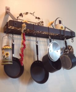 Old Dutch Wall-Mount Bookshelf Pot Rack with Grid & 12 Hooks, Oiled Bronze, 36.25" x 9" x 11.5" 27 51qfRAXUKRL 1