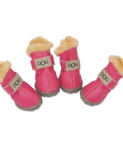 WINSOON Dog Australia Boots Pet Antiskid Shoes Winter Warm Skidproof Sneakers Paw Protectors 4-pcs Set (Size 4, Pink) Size 4 27 51qil uurdL