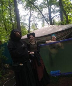 Alternative view of Black Monk's Robe and Hood, Wizard, Sorcerer Mage or Priest Costume, One Size