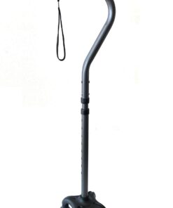 Ez2care Adjustable Folding Quad Cane for Right or Left Hand Use, Lightweight, Self Standing Small Base Walking Stick for Travel and Storage, Four Prongs Collapsible Cane, Metallic Grey 13 51r1VCMWjlL