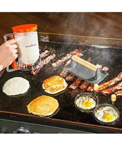 Blackstone 1543 Griddle Breakfast Kit 4 Piece Set Include Batter Dispenser, Bacon Press, Two Egg/Pancake Rings with Handle-Best Indoor-Outdoor Cooking Accessory, Multiple 11 51r2mxEyM6L
