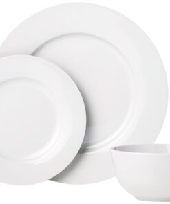 Alternative view of Amazon Basics 18-Piece Kitchen Dinnerware Set, Plates, Dishes, Bowls, Service for 6 - White