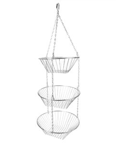 Alternative view of Home Basics Kitchen 3 Tier Wire Detachable Customizable Round Hanging Fruit Baskets , Heavy Duty, Space Saving, Chrome Finish