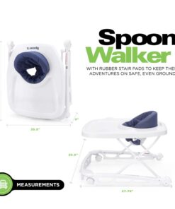 Joovy Spoon Baby Walker & Activity Center Featuring Three Adjustable Heights, Tough Luggage Grade Seat Material, and 30 lb Weight Capacity - JPMA Safety Certified (Blueberry) Blueberry 29 51rGHXCt6bL