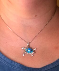 Victoria Jewelry 925 Sterling Silver Blue Opal Sea Turtle Necklace 29 51rdTViC9yL 1
