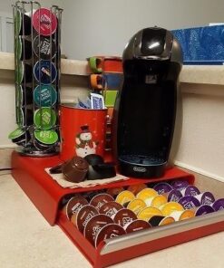 Mind Reader Single Serve Coffee Drawer, 36 Pod Capacity Countertop Organizer, 13.25" L x 12.75" W x 2.75" H, Red Coffee Pod Holder 49 51rfMlyRqYL