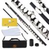 Glory Closed Hole C Flute With Case, Tuning Rod and Cloth,Joint Grease and Gloves-black color Black/Silver 13 51rkKhzi40L