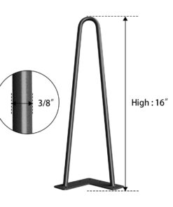 SMARTSTANDARD 16" Hairpin Furniture Legs, Metal Home DIY Projects for Nightstand, Coffee Table, Desk, etc with Rubber Floor Protectors Black 4PCS 16 Inch 22 51rkfpRgVpL