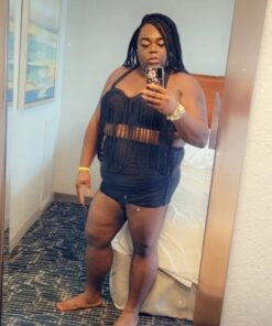 Uniarmoire Womens Plus Size High Waist Fringe Swimwear Two Piece Swimsuit 3X-Large Black 36 51s1woCkTPL