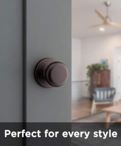 Kwikset Juno Interior Passage Door Knob, Handle For Closet and Hallway Doors, Non-Locking Doorknob in Venetian Bronze, with Microban Protection No Size Transitional 18 51s9NPy3XrL