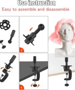 Teenitor Wig Mannequin Head Stand, 2 Pack Cosmetology Manikin Stand Mannequin Head Holder Clamp Black Wig Stand Holder 27 51sHoWzOQwL