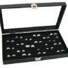 Novel Box Glass Top Black Jewelry Display Case 72 Slot Compartment Ring Tray 15 51sLQXU7wcL