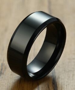 VNOX Personalized Custom 8MM Stainless Steel Plain Wedding Band Ring for Men,Black/Gold Plated/Silver Black-Engraving(Polished) 13 8 51sTQpUPxrL 1