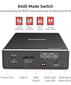 MAIWO Dual Bay External Hard Drive RAID Enclosure for 2.5 inch SATA I/II/III HDD SSD, RAID 0/1/LARGE/PM, USB 3.0 6Gbps Bandwidth Support UASP 12TB Capacity 53 51sY9U4Qu0L