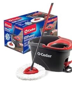 O-Cedar EasyWring Microfiber Spin Mop, Bucket Floor Cleaning System, Red, Gray 47 51sg 6VMEL