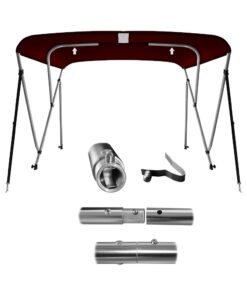 MSC 3 Bow 4 Bow Bimini Top Boat Cover with Rear Support Pole and Storage Boot (Burgundy, 3 Bow 6'L x 46" H x 54"-60" W) 3 Bow 6'L x 46"H x 54"-60"W Burgundy 13 51sgWJAzzmL
