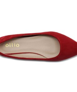 Ollio Women's Ballet Comfort Light Faux Suede Multi Color Shoe Flat 6.5 Red 11 51skloQHPDL