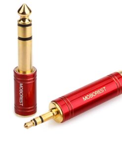 Alternative view of MOBOREST 3.5mm M to 6.35mm F Stereo Pure Copper Adapter, 1/8 Inch Plug Male to 1/4 Inch Jack Female Stereo Adapter, Can be Used Conversion Headphone adapte, amp adapte, RED 2PCS