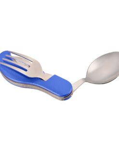 Leeko 4 in 1 Stainless Steel Portable Outdoor Pocket Knife Fork Spoon Diner Set Multi-function Tableware for Camping Hunting,Blue 8 51t4e0NmoRL