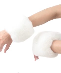 ECOSCO Faux Fur Soft Wrist Cuff Warmers Winter Furry Wrist Warmers for Women Girls White 17 51t72Y1ZZL