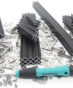 Alternative view of MakerBeam Regular Starter Kit Black Anodized Including Beams (10x10mm in Diameter), Brackets, Nuts and Bolts