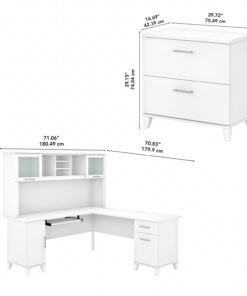 Bush SET009WH Somerset 72-Inch W L-Shaped Desk with Hutch and Lateral File Cabinet White 9 51tHkFjmHXL