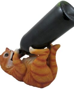 Decorative Tabby Kitty Cat Wine Bottle Holder Sculpture for Whimsical Tabletop Wine Racks and Stands or Animal Statues & Kitten Figurines As Birthday Gifts for Cat Lovers by Home-n-Gifts 12 51tMFyw54L