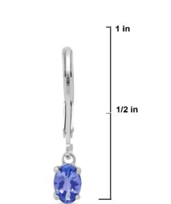 Alternative view of Gemstone Lever Back Earrings for Women set in 925 Sterling Silver |Real Gemstone Earrings for Women set in Real Sterling Silver Tanzanite