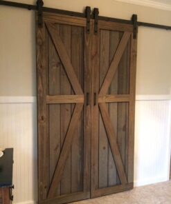 TMS 6.6 FT Country Dark Coffee Steel Sliding Barn Wood Door Hardware Antique 6.6 FT (79") 41 51tRF4ONCCL