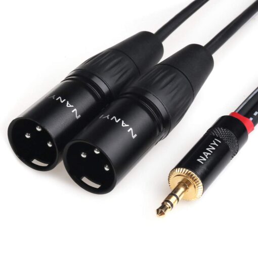 NANYI XLR 3.5mm Male Splitter Cables, TRS Stereo Male to Two XLR Male Interconnect Audio Microphone Cable, Y Splitter Adapter Cable 1.5M (5FT) 3.5mm To 2XLR Male-5FT