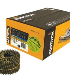 BOSTITCH Siding Nails, Wire Collated Coil, Thickcoat Galvanized, 15-Degree, Ring Shank, 2-1/2-Inch x .090-Inch, 3600-Pack (C8R90BDG)