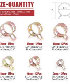 Hilitchi 72 pcs Spring Band Type Action Fuel/Silicone Vacuum Hose Pipe Clamp Low Pressure Air Clip Clamp (10 x 7mm 10mm 11mm 14mm 16mm 17mm) 10 51tlR2COBL
