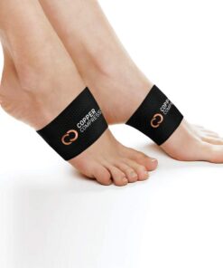 Copper Compression Copper Arch Support - 2 Plantar Fasciitis Braces/Sleeves. Foot Care, Heel Spurs, Feet Pain Relief, Flat & Fallen Arches, High Arch black 31 51tyLiv04GL 2