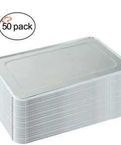 Tiger Chef 5-Pack Durable Aluminum Foil Steam Table Pans Full Size Lids, Disposable 21 x 13 inches 21" x 13" 50 5 51u oL2WfLL