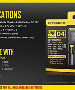 EdisonBright Nitecore D4 Digital Smart Battery Charger for Li-ion Ni-MH Ni-CD with 12V DC Car Adapter, NBM40 18650 Battery Magazine Battery Carry Case 19 51u2dYLl5pL