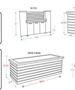 Casa Mare 87" Wood Office Furniture Set of 4pcs | Executive Desk w/Leather Pad | Large Storage Cabinet w/Chrome Handles & Legs | Modern File Cabinet | Coffee Table | Sturdy Farmhouse Home Workstation 17 51u4HZSLCsL