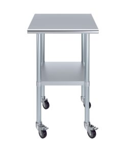 AmGood 24" x 24" Stainless Steel Work Table with Casters | Heavy Duty Metal Utility Table On Wheels | Kitchen Island Cart 24" Long x 24" Deep 10 51u7OAtR rL