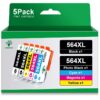 GREENSKY 564XL Compatible Ink Cartridge Replacement for HP 564XL 564 XL Ink Cartridge for HP Photosmart 7510 7520 6510 6520 5514 5520 Plus Premium C309A DeskJet 3520 3522 4620 Printer (5 Pack) 39 51uBqEyLJjL