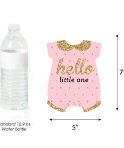 Big Dot of Happiness Hello Little One - Pink and Gold - Baby Bodysuit Girl Baby Shower Decorations DIY Party Essentials - Set of 20 8 51uCeptfklL