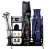 Yes4All Golf Bags Storage Garage Organizer, Golf Club Storage Stand and Lockable Wheels for Garage Indoor Basement, Extra Rack for Golf Clubs and Other Golfing Equipment Black 54 51uH u6pkXL
